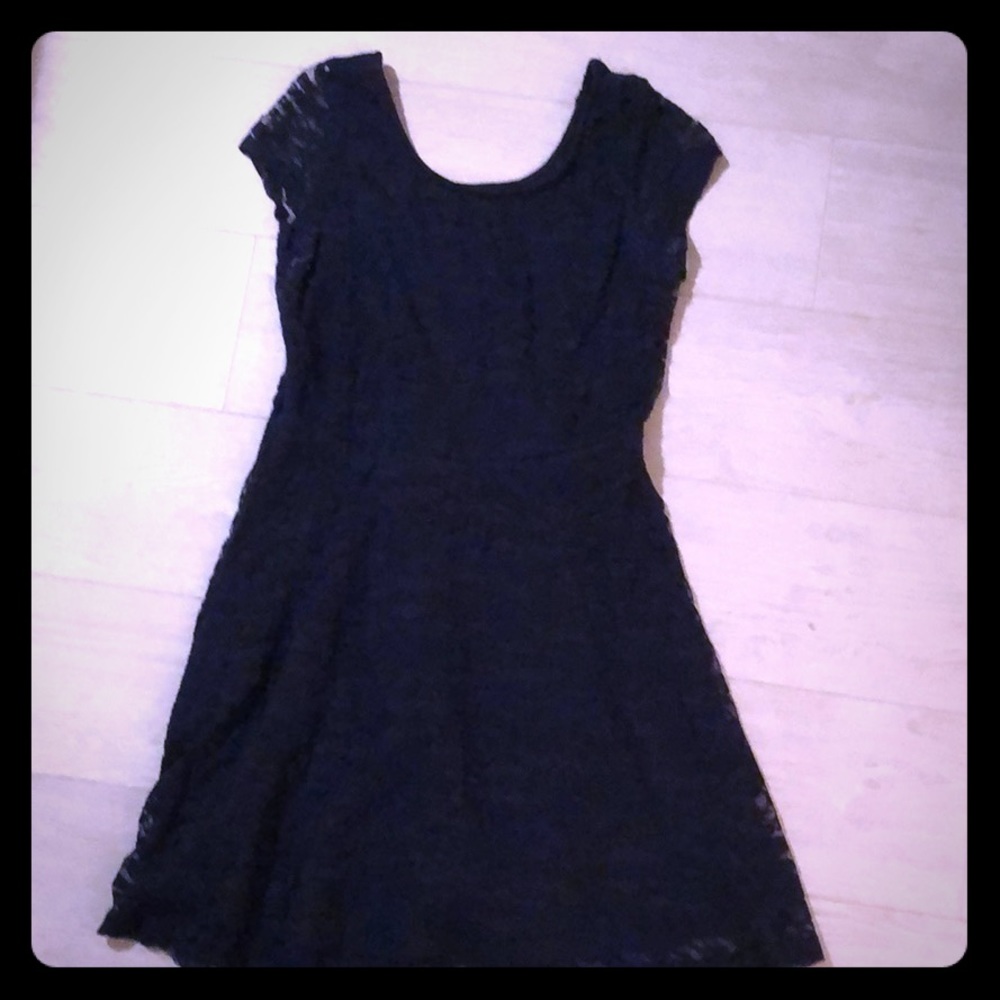 Blue floral lace Short sleeve dress wet seal Sz S